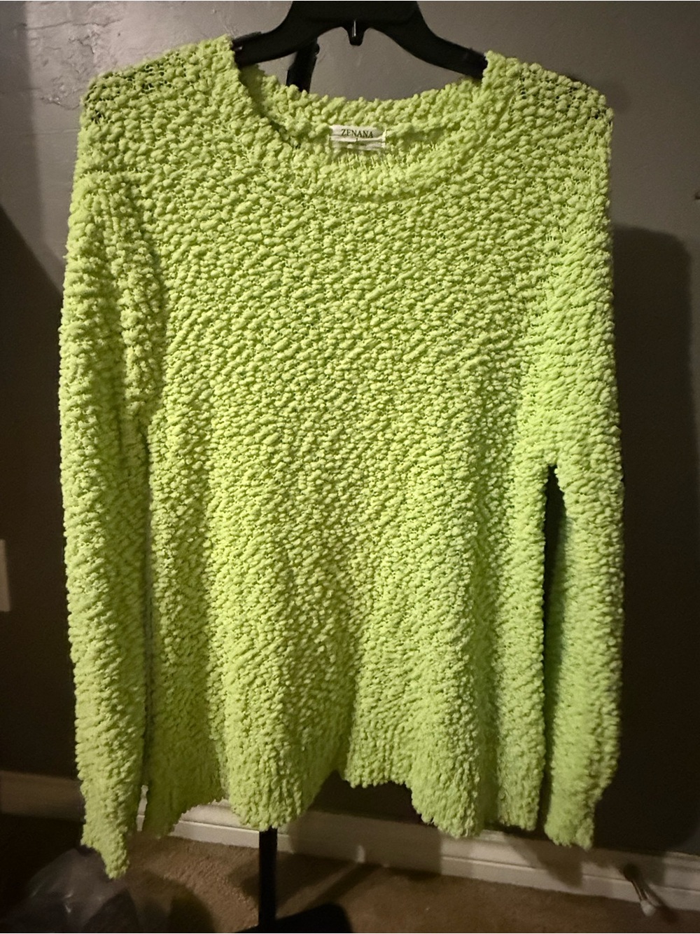 Zenana Large Lime Green Cozy Popcorn Knit Sweater